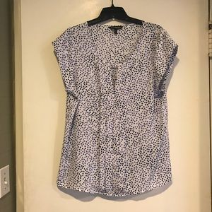 Express White Blouse with Blue Dots